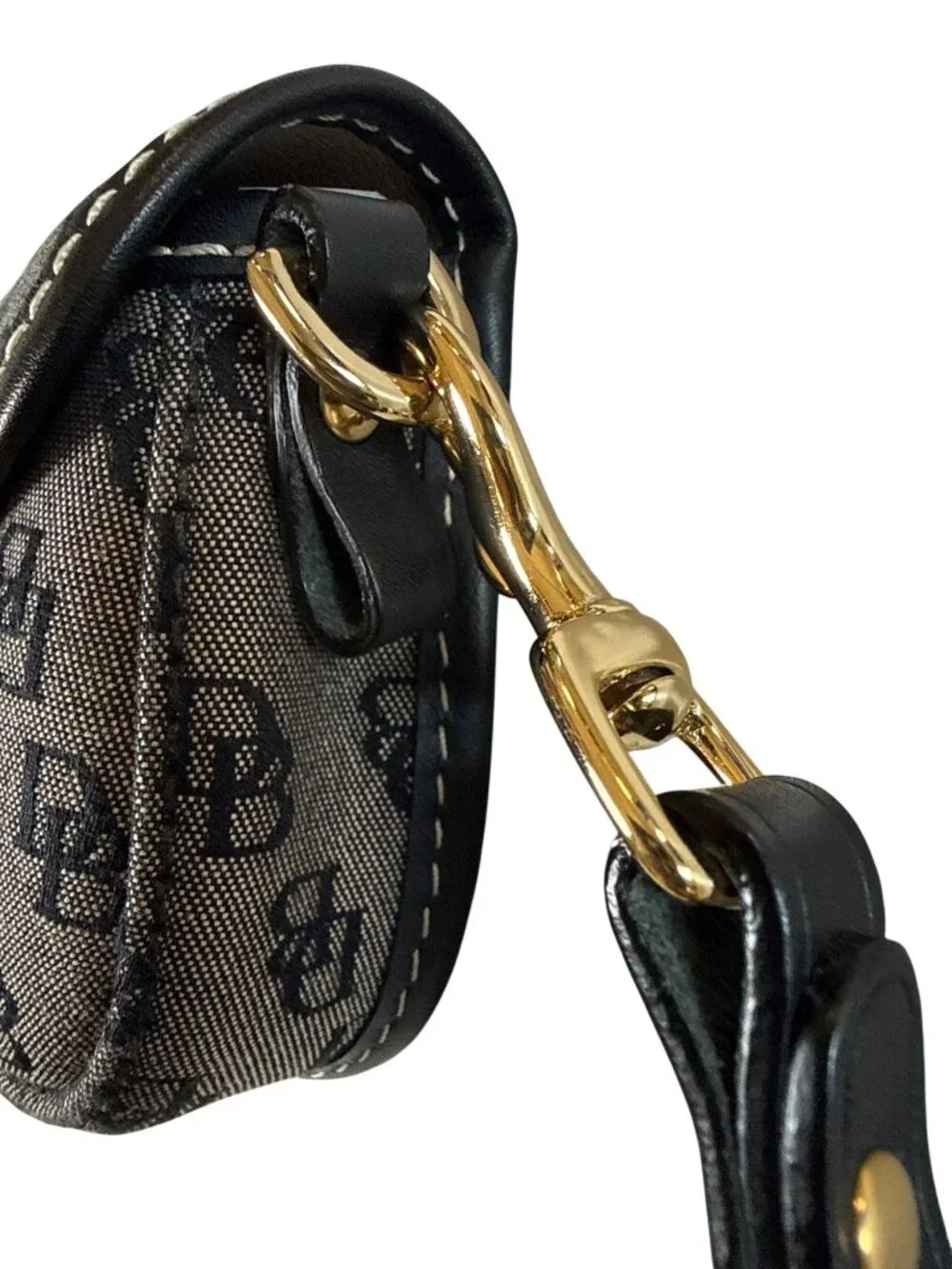 Dooney & Bourke Classic Monogram Signature Wristlet~Black Canvas Leather L18 11